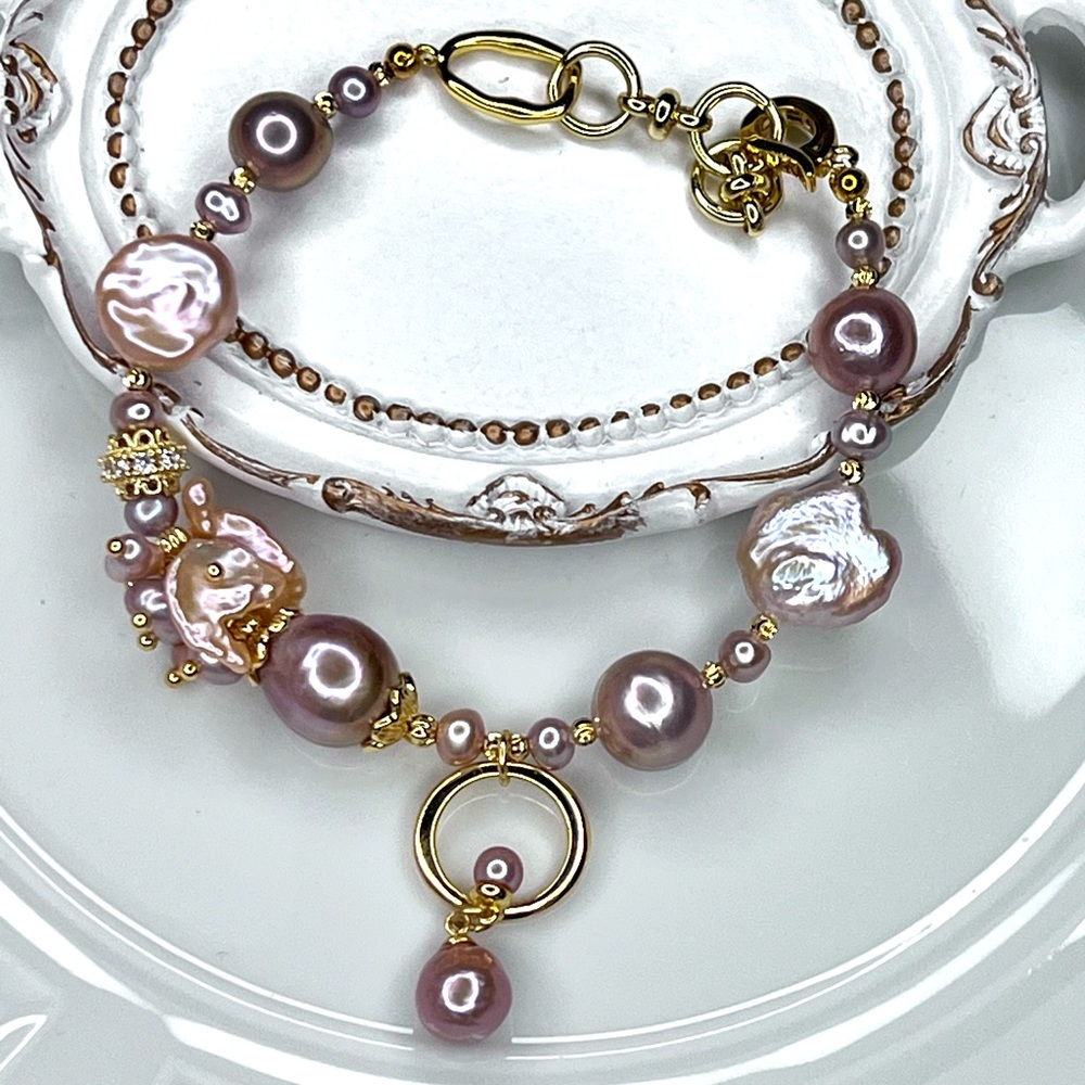 Handmade Freshwater Premium Keshia Edison Pearl Crystal Bracelet